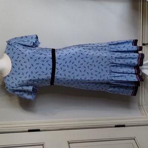 Draper James Collection Border Print Floral Tulip Dress Size 8 Blue/Pink Silk